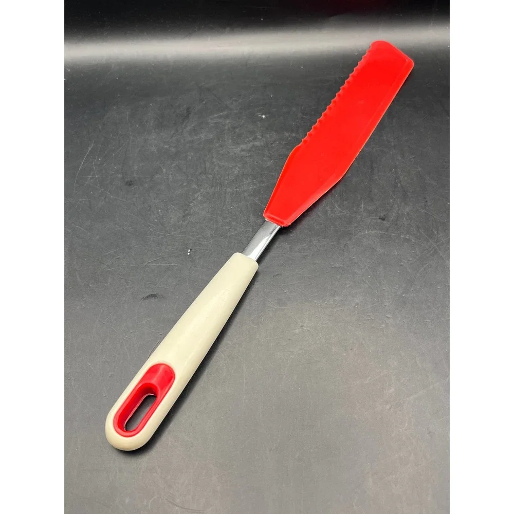 Vtg Bonny USA Red Nylon White Handle Cake Spatula Froster Server 12.25